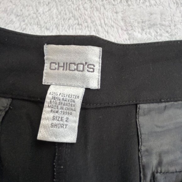 Chico's Womens Black High Rise Straight Leg Cropped Pants Size 2 Short Stretch - Picture 3 of 9